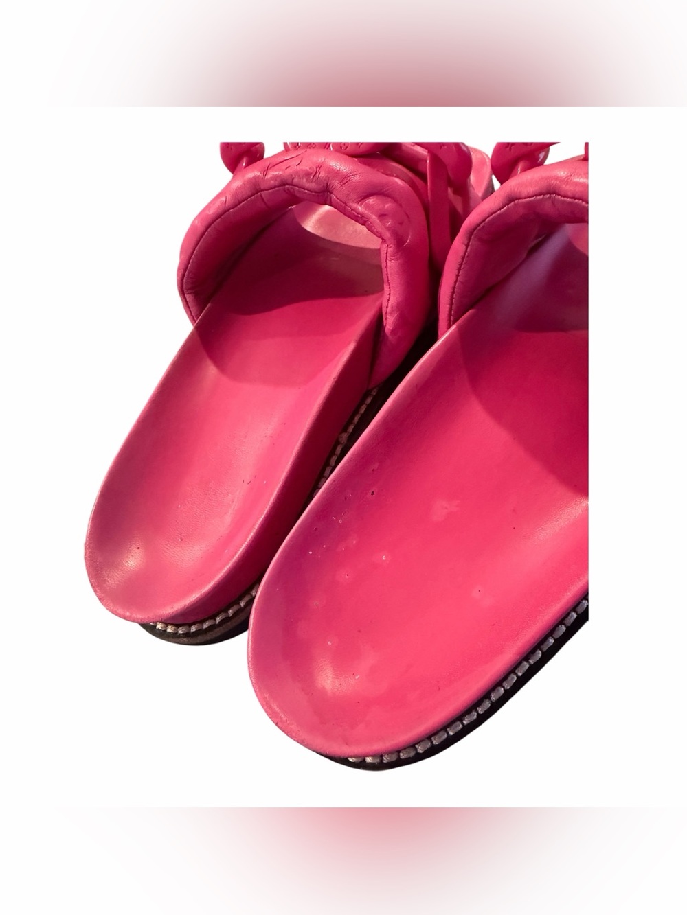 Louis Vuitton Hot Pink Chain-Link Slide Sandals - Picture 10 of 15